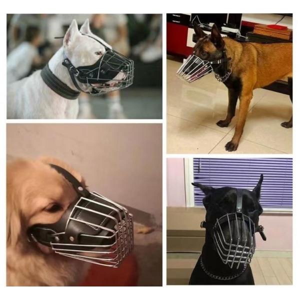 330g Dog Muzzle for Large Dogs 2023 Design Metal Leather Breathable Muzzle