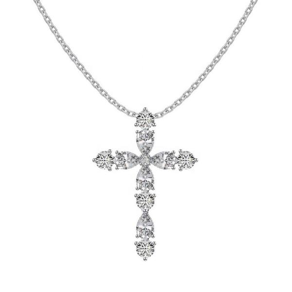 Customize 925 Sterling Silver Cross Necklace 18k Silver Cross And Chain senhoras