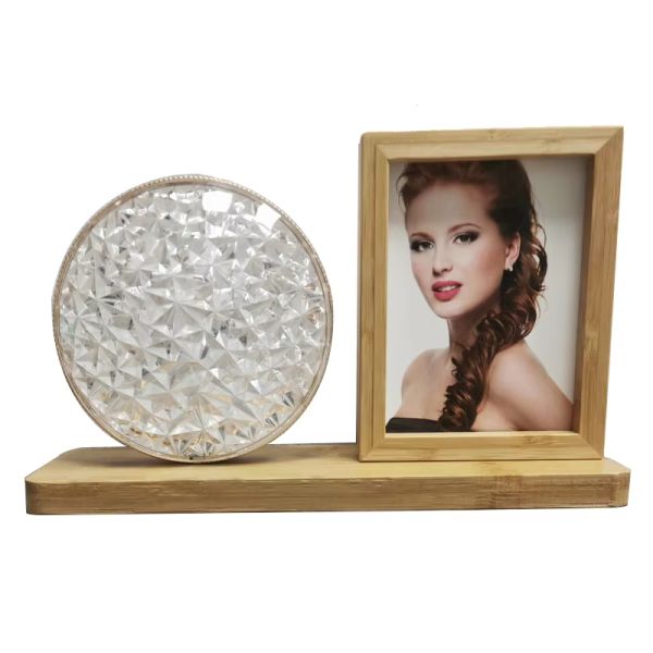 Blank Sublimation Night Lamp Bamboo Photo Frame With USB For DIY Printing