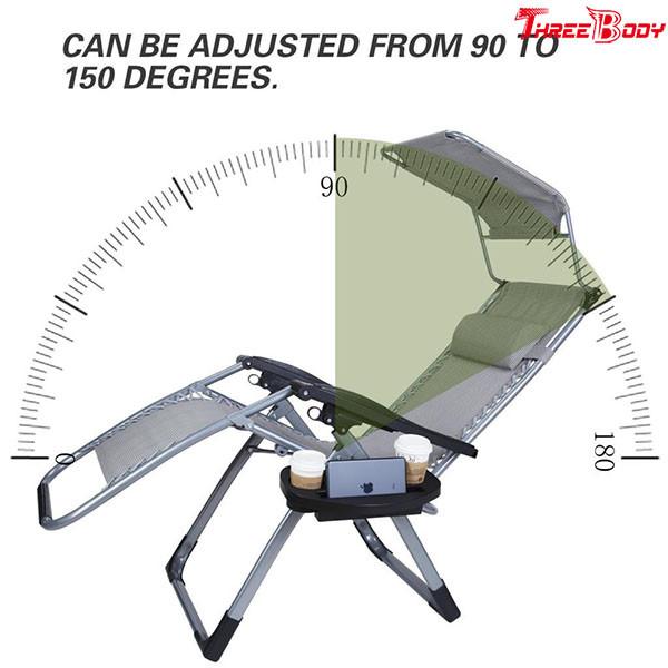 Adjustable Folding Outdoor Patio Lounge Chairs With Canopy Sunshade Cup Holder