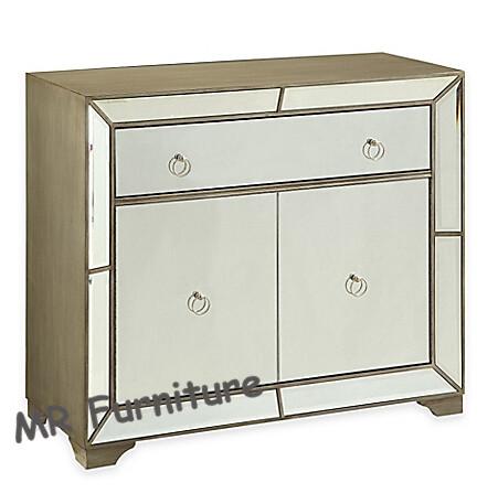 Hollywood Mirrored Night Stands Strong Clear Mirror Wooden Material