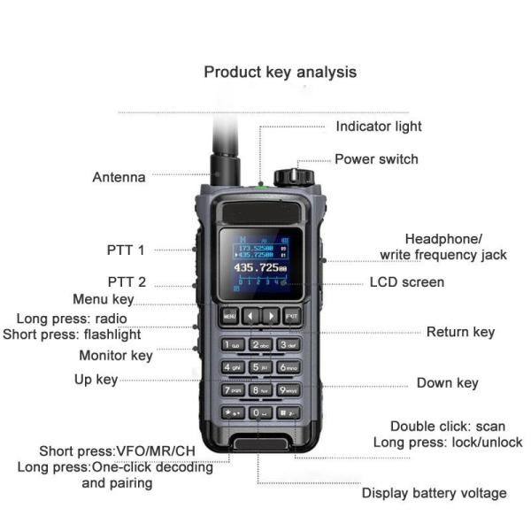 VHF 136-174 MHz Transceiver IC-U86 UHF 400-470MHz Two Way Radio Walkie Talkie Black