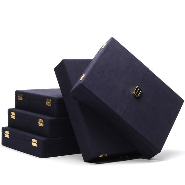 Blue Microfiber Leather Jewelry Gift Boxes Custom Jewelry Packaging 29x23x5cm