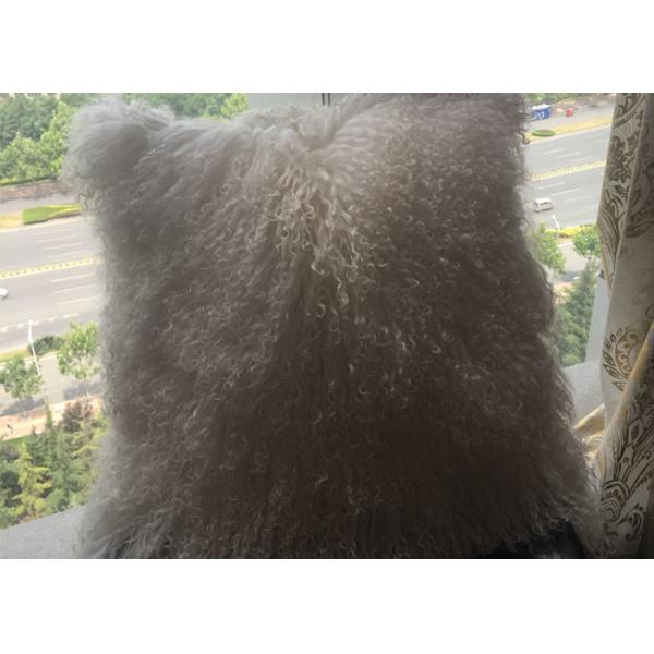 GENUINE MONGOLIAN SHEEPSKIN LONG CURLY LAMB WOOL FUR CUSHION COVER 40CM