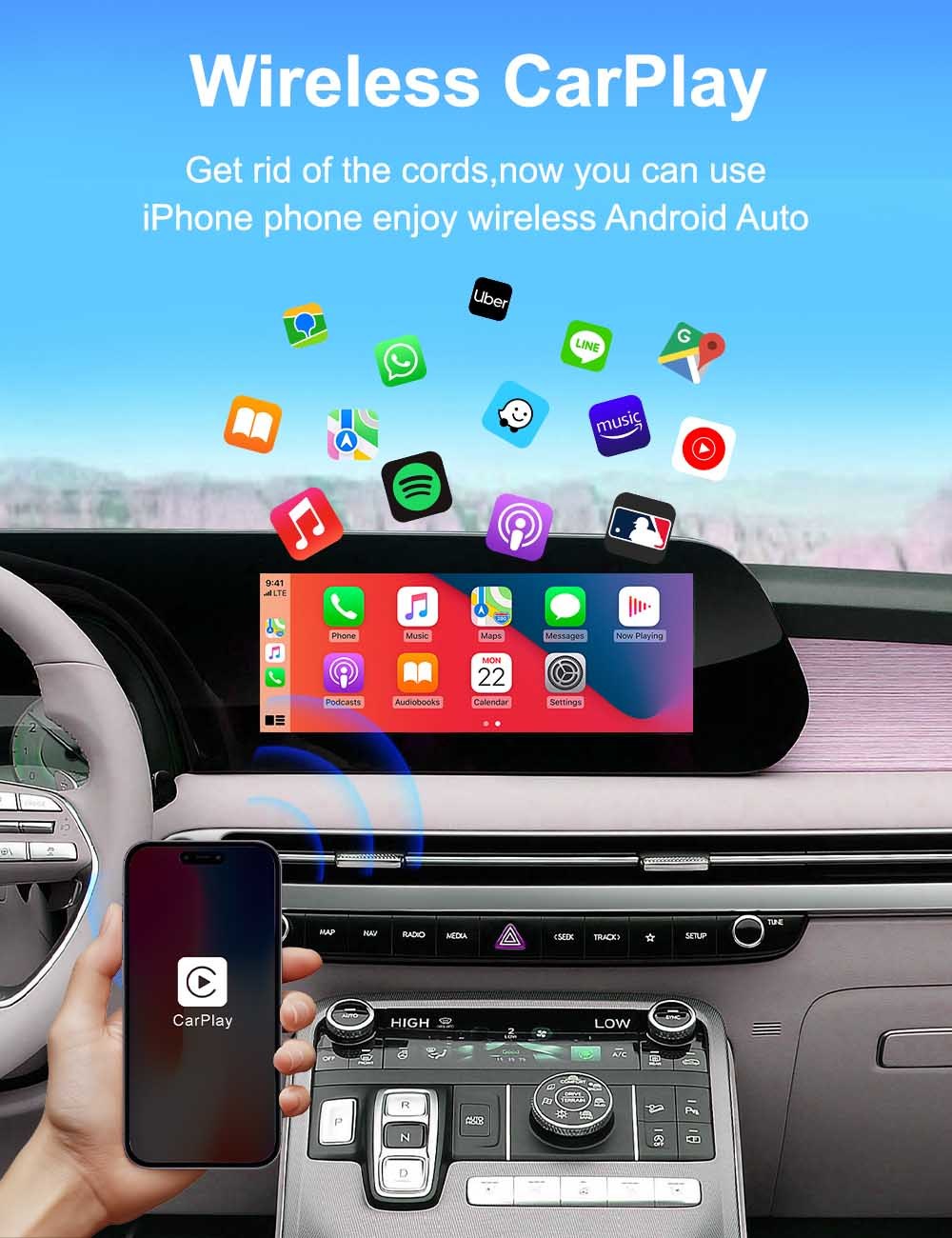 Bluetooth Wireless Android Auto Dongle Carplay USB Adapter WiFi5 802.11 OEM