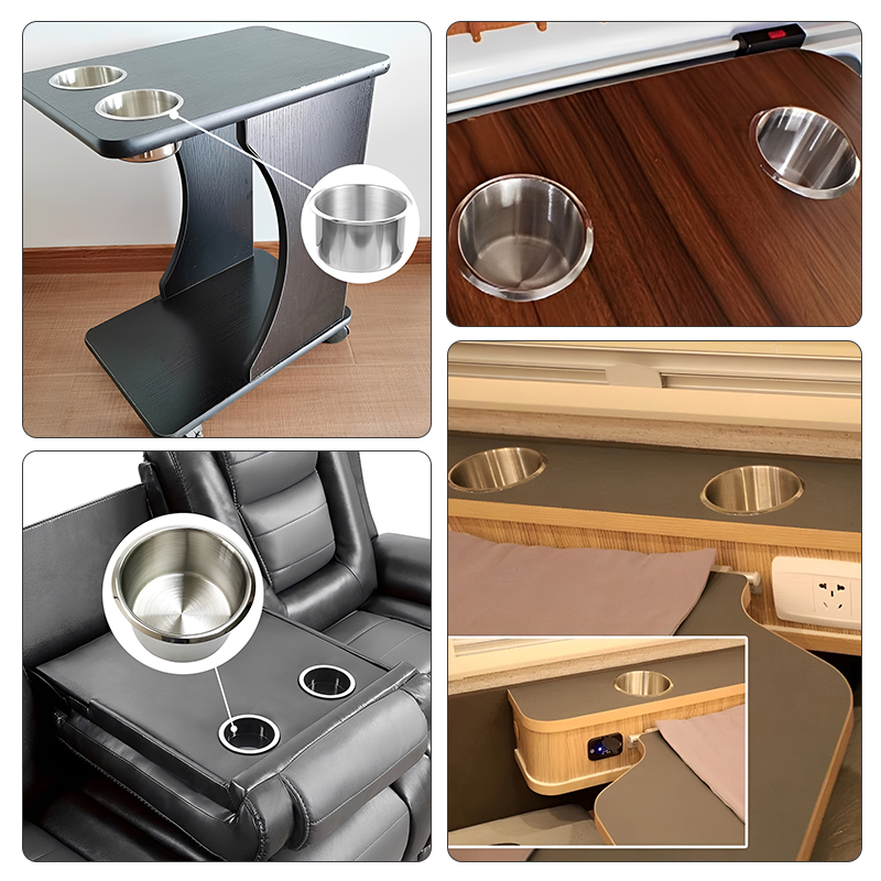 Thickened Stainless Steel Cup Holder Accessory for Tea Restaurants Cinemas Sofa Chairs & Car Drink Holders