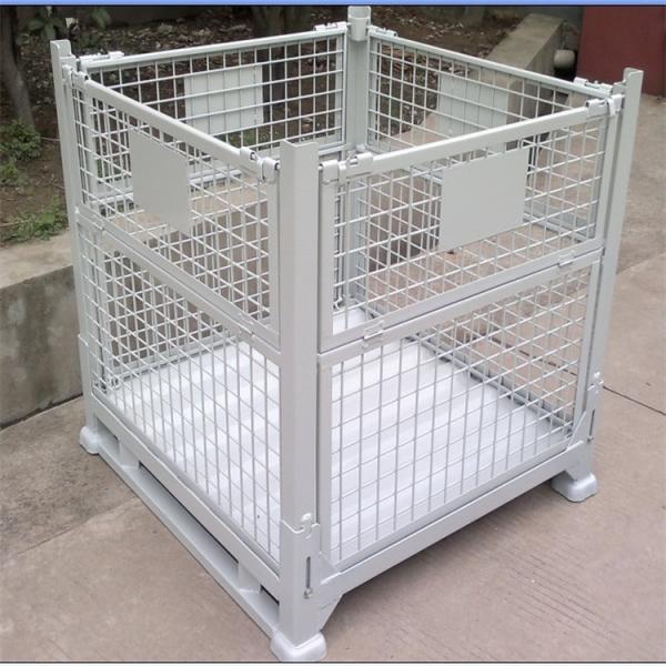 Forklift Collapsible Metal Storage Box , Stackable Metal Cage Containers Rack Bin