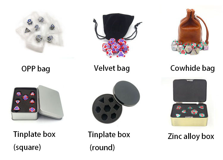 Customizable Logo Zinc Alloy Metal Dice Set 14-20mm Size 7-Piece Polyhedral Dice for RPG Games