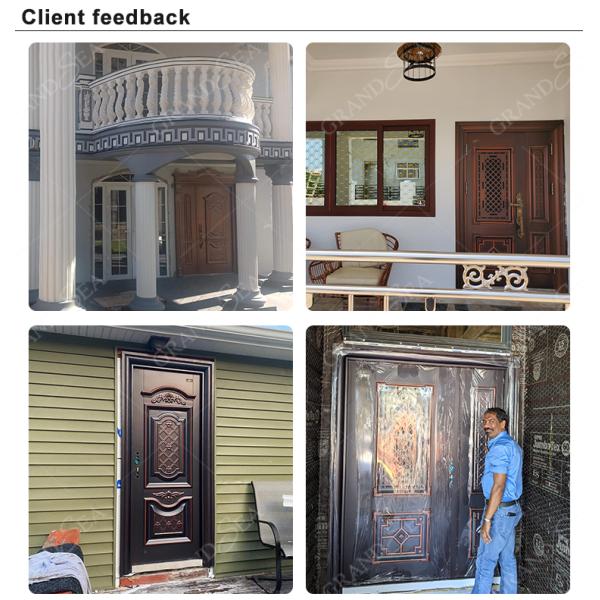 Modern Design Wooden Grain Anti-theft Door Villa Multi Lock Point Front Safety Steel Door Exterior Security Door