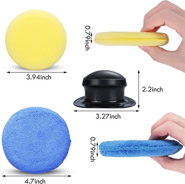 30 Pieces Wax Applicator Pads Yellow Car Polishing Pads Blue With Handle