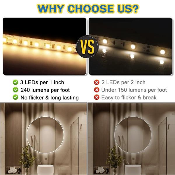180 leds 10mm Alto brilho 110v220v 3000K IP67 à prova d'água SMD2835 Led Strip Light