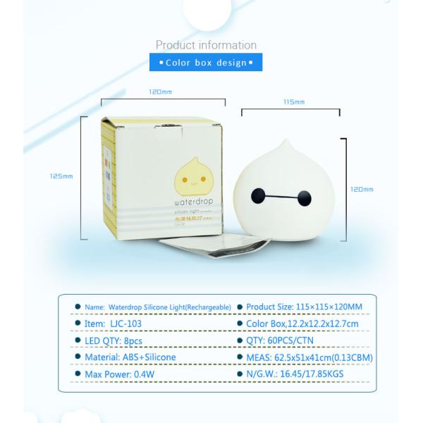 6000K Bedroom LED Night Light , AAA battery Waterdrop Table Lamp