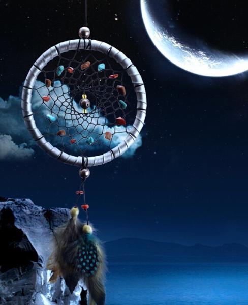 Antique Imitation Dreamcatcher Gift checking Dream Catcher Net With natural stone Feathers Wall Hanging Decoration Ornam
