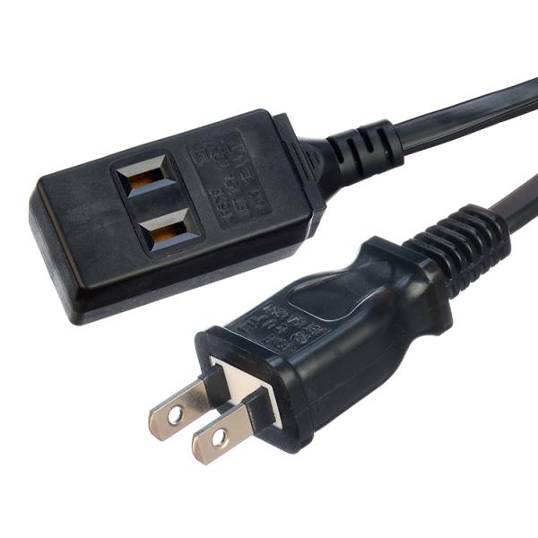 2 Flat Poles PSE Certificated Power Plug With 1Change to 2 Pole Socket for Home Appliance Extension Cord Customized Black