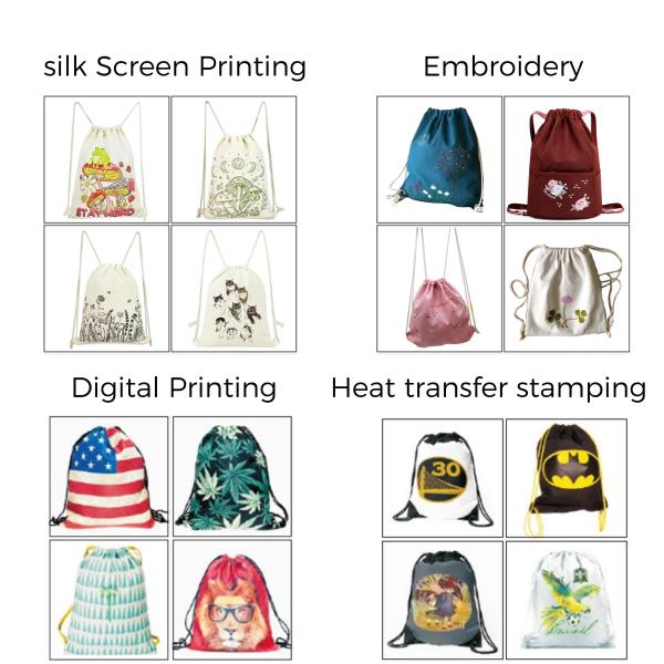 School Bag Trolley Cotton Drawstring Backpack with Custom Logo Printing and Branding