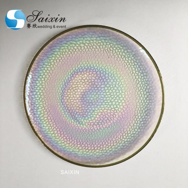 Одноразовые стеклянные прозрачные зарядные пластинки с золотым ободом