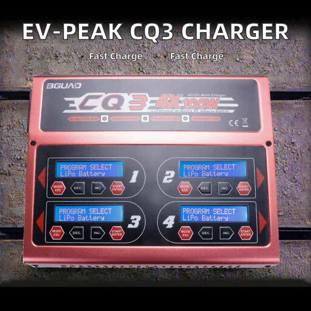 EV-PEAK CQ3 100W X 4 RC Multi-Function Smart Intelligent Balance Charger 4 Channel for UAV for Lipo LIHV LiFe NiMH Pd Batteries