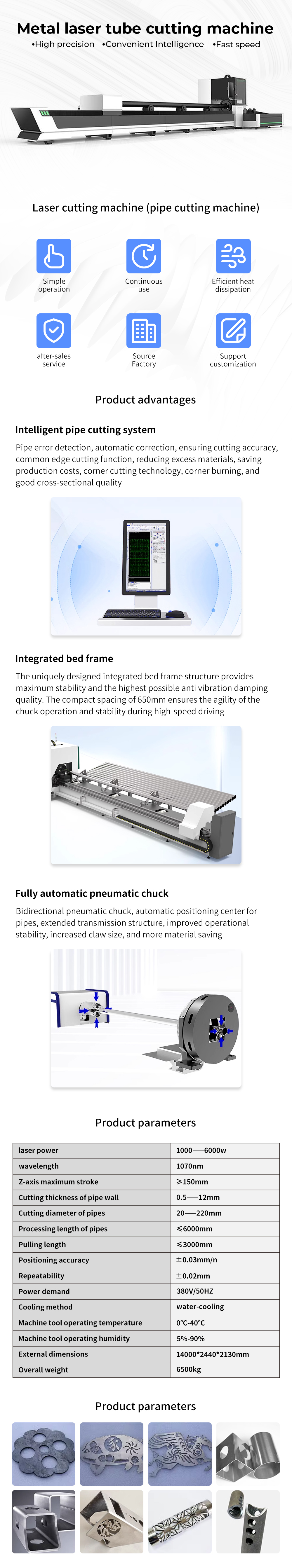Professional CNC Laser Pipe Cutting Machine - for Steel Profiles & Tube Cutting