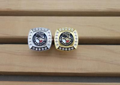 Military Metal 3D Police Badge Emblem Ring With Rhinestones Gold Plating