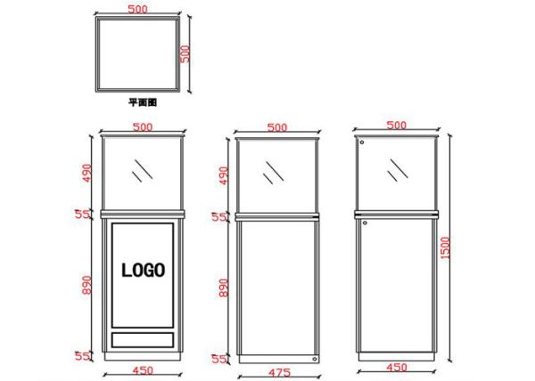 Modern Jewelry Glass Display Cabinet With Lights , Retail Jewelry Display Cases