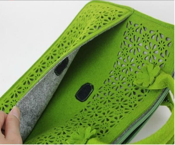 Alibaba Top selling Eco-Friendly Laser Cut Felt Laptop Bag with handle