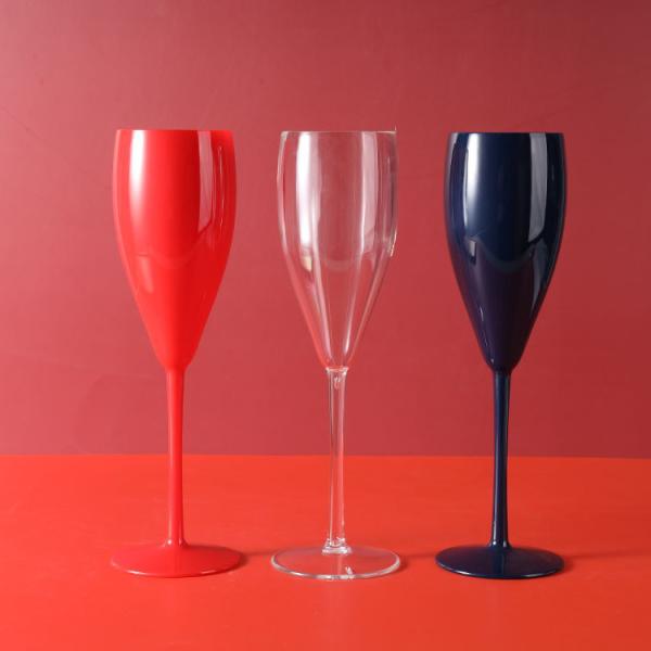 Reusable Plastic Champagne Glasses Party Red Polycarbonate Champagne Flutes 240ml 8.5oz