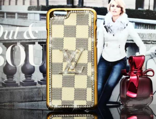 Bling LV leather PC hard Diamond Case For iPhone 4 5s 6s plus SAMSUNG galaxy S6 S7 NOTE 3