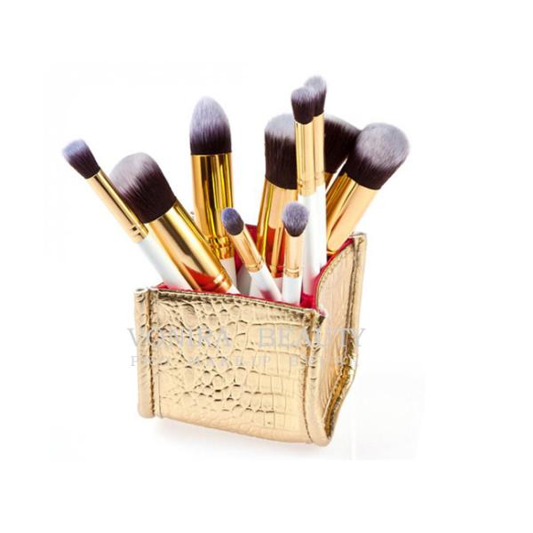 ПУ лоска Про организатора ручки случая хранения коробки держателя щетки макияжа кожи змейки косметического высокий