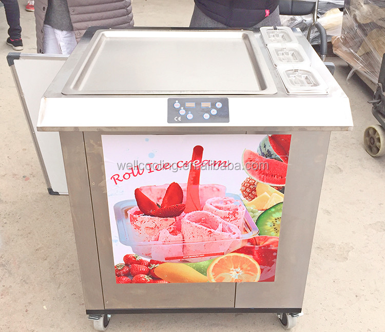 Commercial Type Square Pan Roll Yogurt Machine / Fried Ice Cream Roll Machine