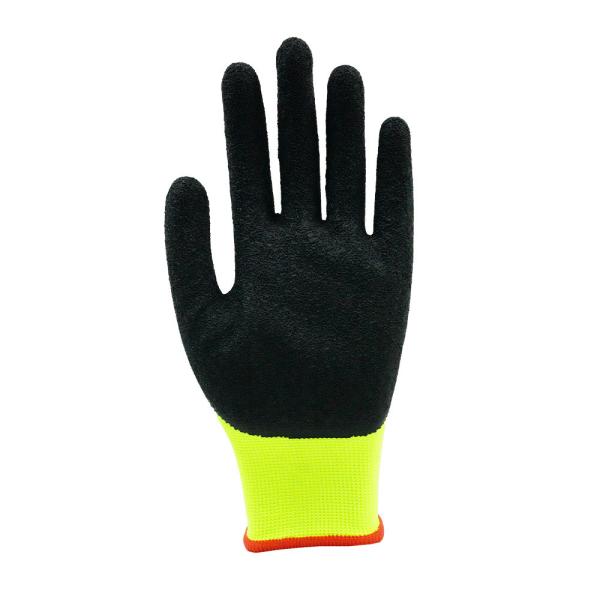 Black Crinkle Latex Coated Gloves Waterproof Abrasion Resistant Work Gloves