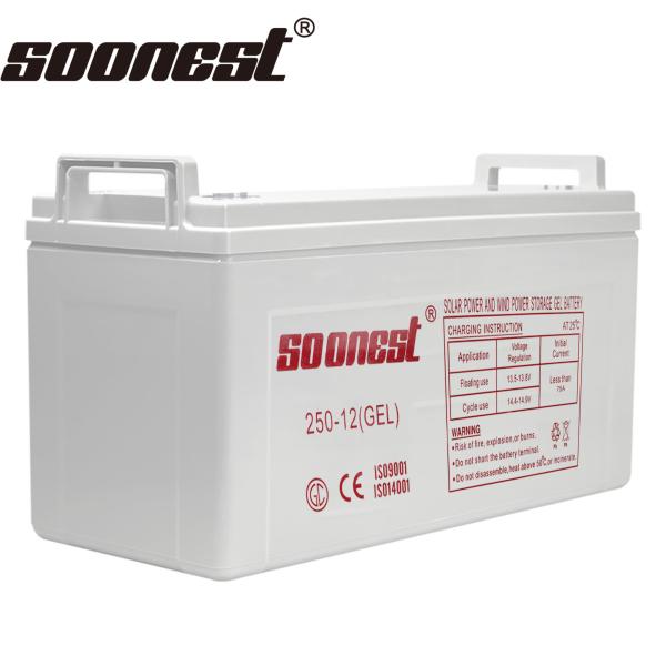 Soonest Deep Cycle AMG/GEL Lead Acid Solar Battery 12V 250ah for Solar Power Systems