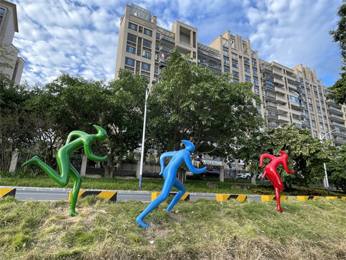 Cycling Race Outdoor Garden Sculptures Multicolor Handmade For Theme Park