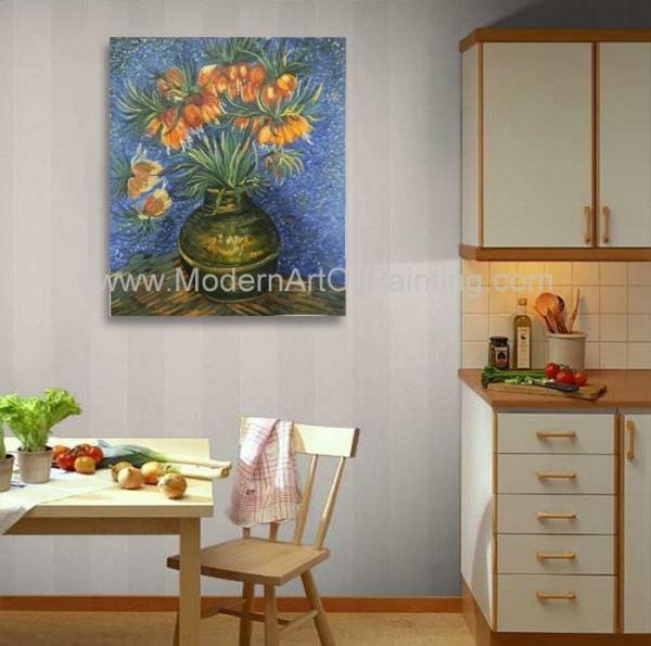 Van Gogh Oil Paint Fritillaries nas réplicas de cobre de uma obra-prima do vaso