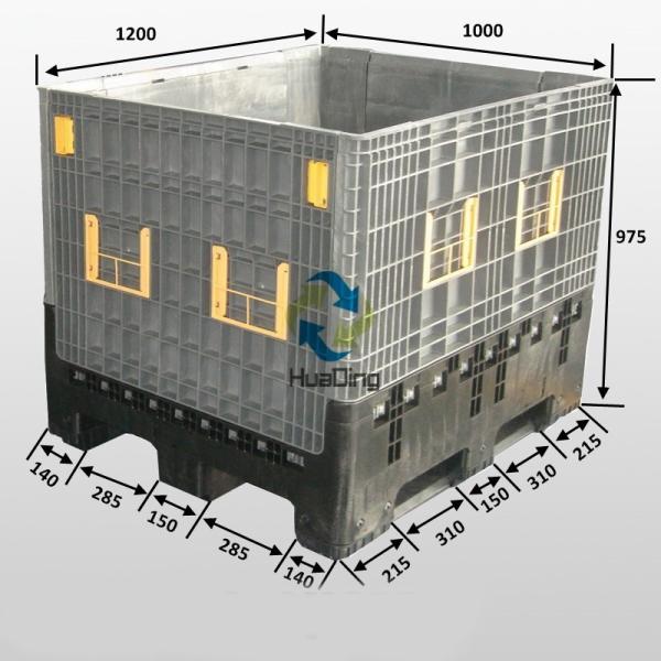 Recyclable Foldable Collapsible HDPE Plastic Mesh Plastic Large Crate Stadic Load 4 T