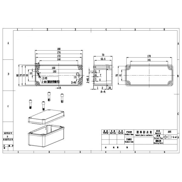 Отрезанные приложения ABS отверстий 180x80x70mm пластиковые электронные