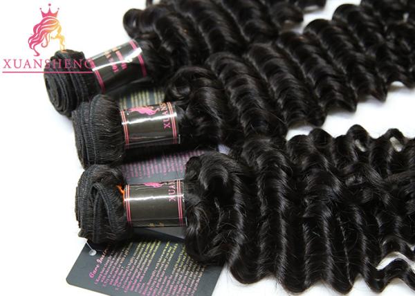 Deep Wave Virgin Human Hair Extensions , Silky Virgin Unprocessed Peruvian Hair