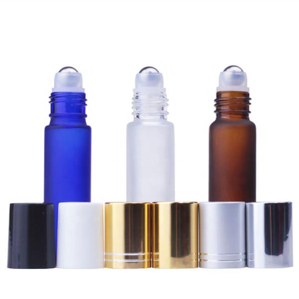 Roller Ball Bottles Bulk 2ml Aluminum Cap Glass Frosted Empty Roller Bottles With Stainless Roller Ball Blue Transparent