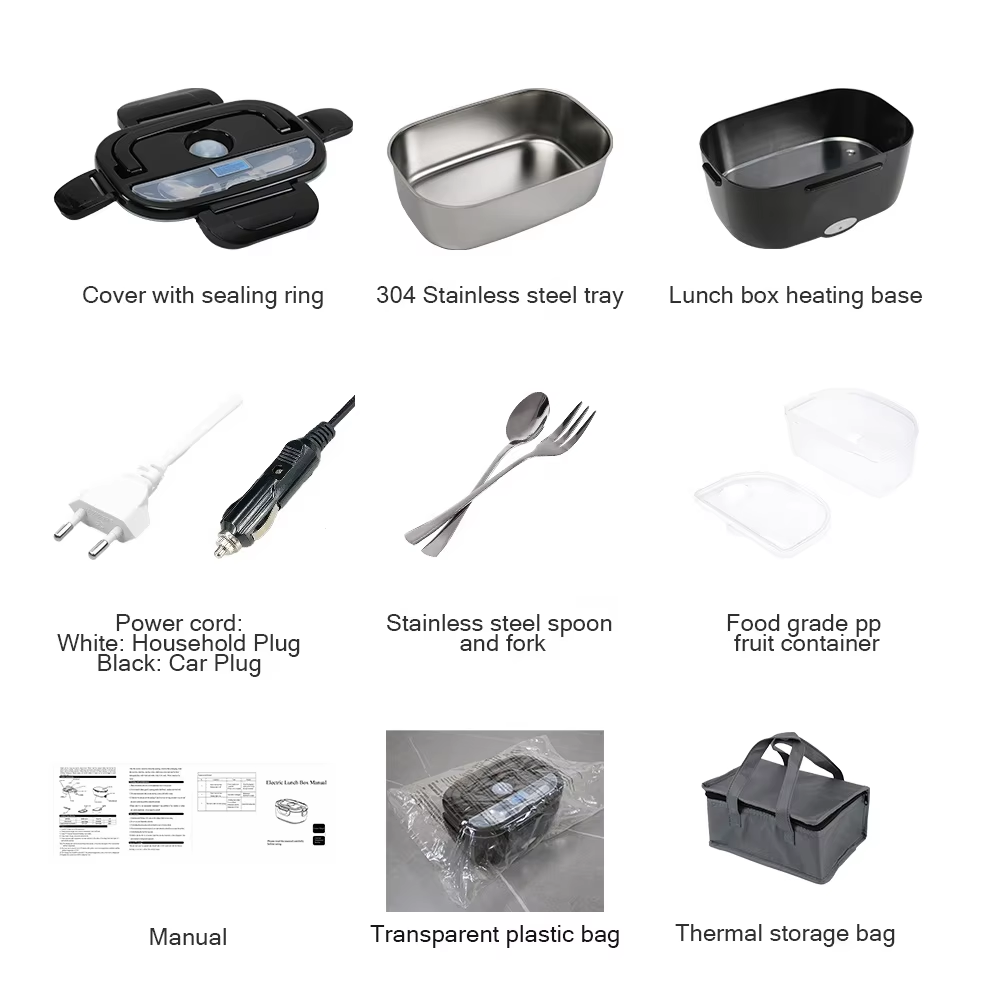 Durable Hassle-Free Portable Food Warmer 304 Stainless Steel Food 1.5L Heating Electric Lunch Box For Office