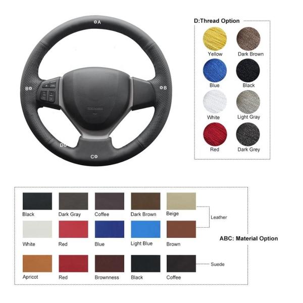 Suzuki CELERIO S-CROSS SX4 2013 2014 3-Spoke Wheel Black Leather Steering Wheel Cover