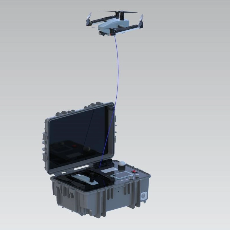 Освещение Дрон MYUAV по кабелю Tether Поставка электроэнергии непрерывно 24 часа для аварийного освещения