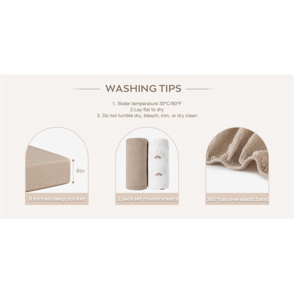 100% Cotton Muslin Bassinet Sheet Baby Crib Sheets Standard For 52*28 Inch