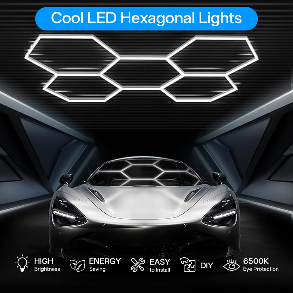 K&C Hexagon Light LED Ceiling Wall Detailing Studio Posh Workshop Light Diy Led Honeycomb Car Workshop Garage Work Light