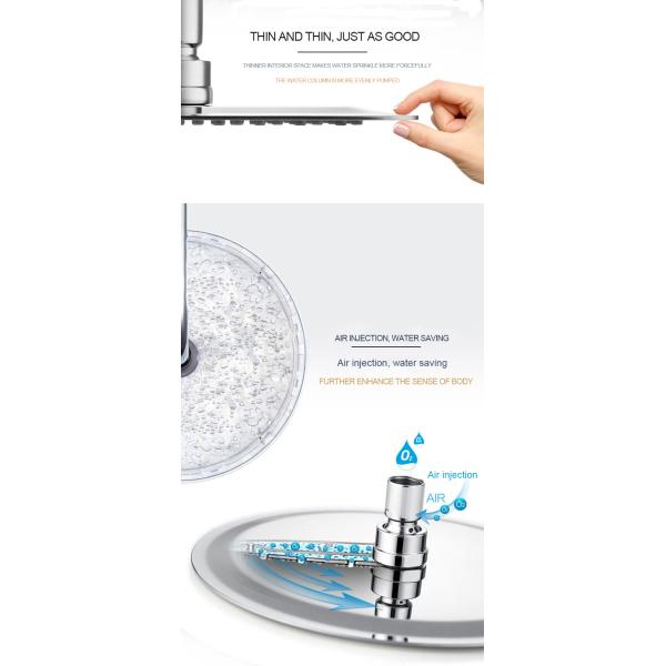 Water Saving and High Pressure Bright Chrome 8 Inch Ultra Thin Round Rainfall Shower Head