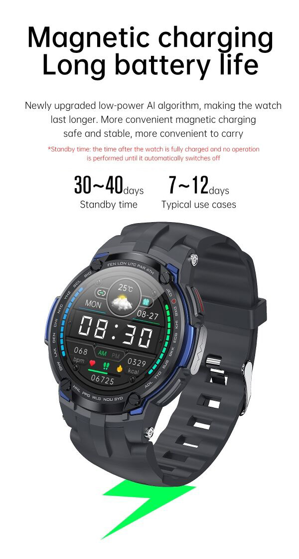 Водоустойчивое IP68 Bluetooth вызывая Smartwatch магнитный поручать
