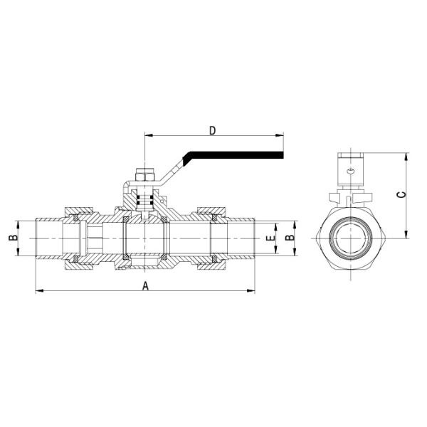 22mm X 22mm Thread Connection 5 Bar Brass Gas Valves