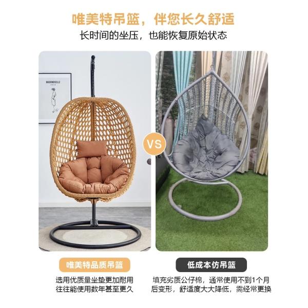 Silla colgante de cesto de tejido de ratán silla colgante de huevo de interior y exterior silla colgante de huevo Boho Nido Swing para el balcón sala de estar silla de rodillo perezosa silla de swing de moda silla colgante de vícara