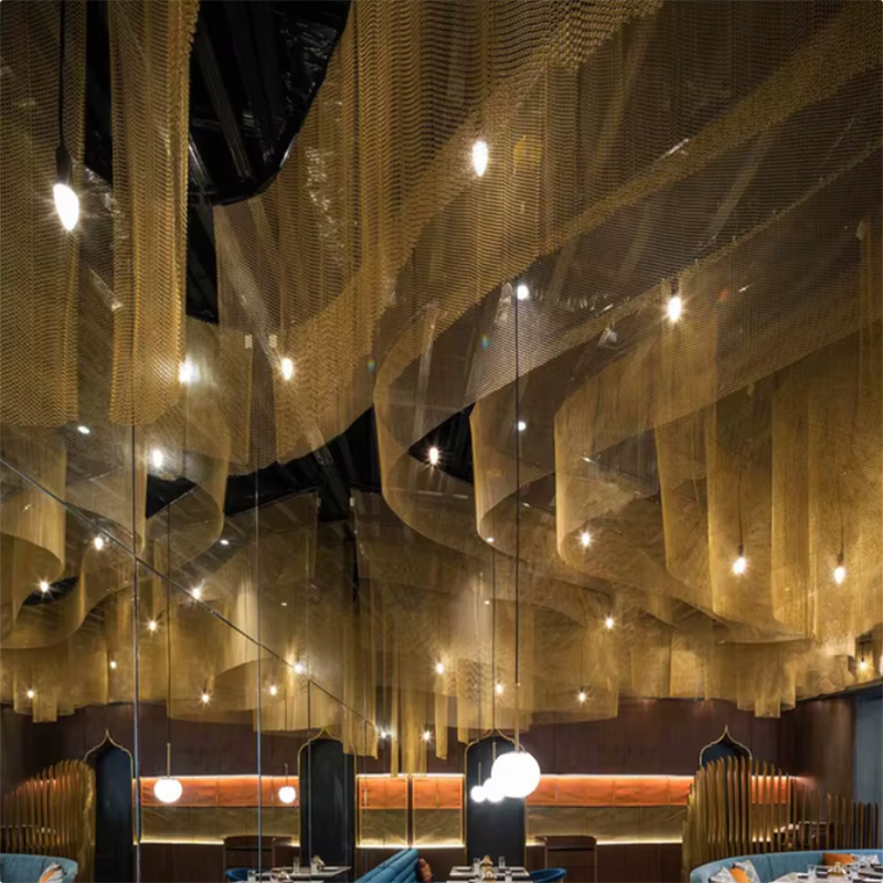 restaurant room divider decorative Aluminium Mesh Fabric Link Door shower wire mesh Netting coil drapery metal chain curtain