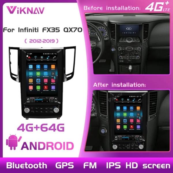 Для 2012-2019 Infiniti FX35 QX70 12,1 дюйма 8-ядерный стерео Android GPS навигация Мультимедийный проигрыватель Беспроводной Carplay BT 4G
