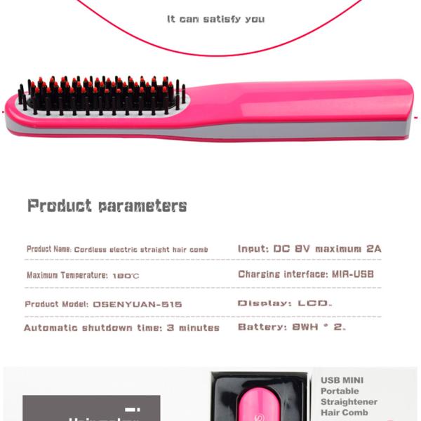 Wireless Charging Mini Home Hair Straightener , Usb Hair Straightener