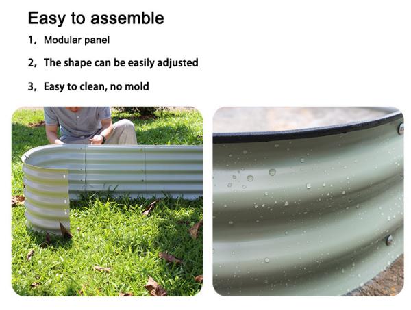 3.2x3x1.4 Ft Double Layer Galvanized Metal Planters Outdoor Open Base
